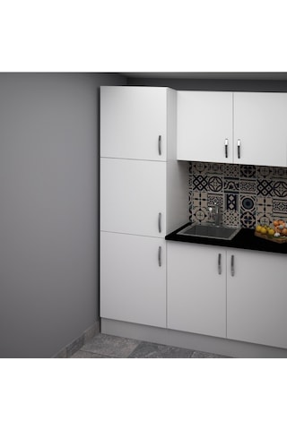 60 Cm Beyaz Melamin Boy Dolap H210