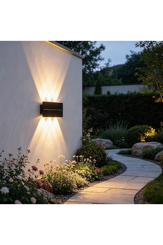 Led Duvar Lambası Dış Mekan Güneş Işığı Yukarı Ve Aşağı Modern Duvar Aydınlatması Ip65 Su Geçirmez Dış Mekan Duvar Lambası Teras Bahçe Giriş Koridor Çitler Doğal Işık, 6 Başlı Diğer