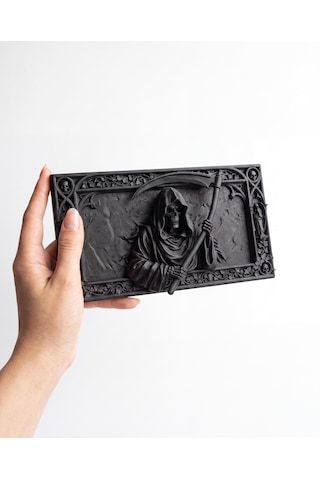 Azrail Duvar Heykeli Grim Reaper 3d Rölyef Tablo Gotik Cadılar Bayramı Mat Siyah 25 Cm Duvar Dekoru Dark Fantasy Severlere Hediye 25cm
