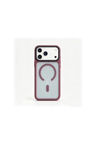 Maks Technology Apple Uyumlu iPhone 18 Pro Kılıf Mat Arka Yüzey Wireless Şarj Özellikli Mkst Flet M-safe Kapak - Mürdüm