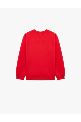 Koton Atatürk Baskılı Uzun Kollu Bisiklet Yaka Pamuklu Sweatshirt Kırmızı 7wkg10705ak