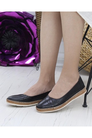 Nesil Shoes Syg P24 Siyah Hakiki Deri Kadın Ayakkabı-siyah Siyah
