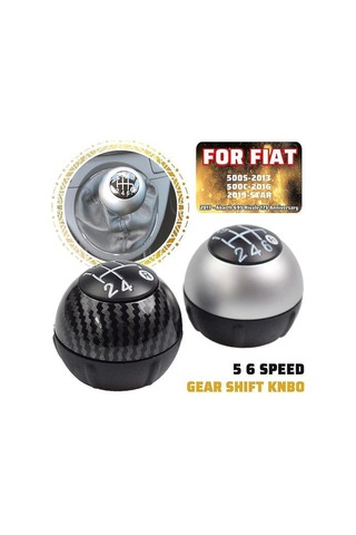 Fiat 500 500c 2007 - 2018 İle Uyumludur 5 6 Vites Vites Topuzu Sitck Başlığı Deri Parlak Siyah Kapak Yedek Renk: 6 Vites Karbon 2