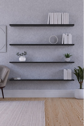 Yankı-byeg 100 Cm 4lü Mat Siyah Mdf Uçan Duvar Rafı Gizli Bağlantı Modern Tasarım
