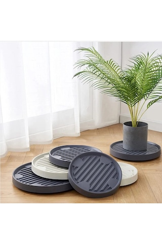 Bej-16.3cm-dayanıklı Saksı Taban Tepsisi Plastik Çıkarılabilir Rulo Plaka Desteği Evrensel Gizli Tekerlekler İle Bitki Bakım Bahçesinde Bitki Caddy