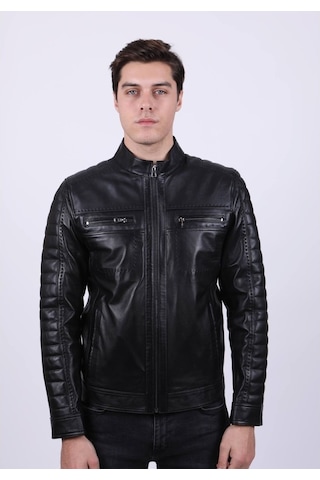New Zaya Leather Erkek Siyah Hakiki Deri Ceket (466905892) Siyah