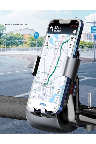 Ayarlanabilir Bisiklet Scooter Atv Otomatik Tuşlu Motorsiklet Gidon Bağlantılı Telefon Tutucu
