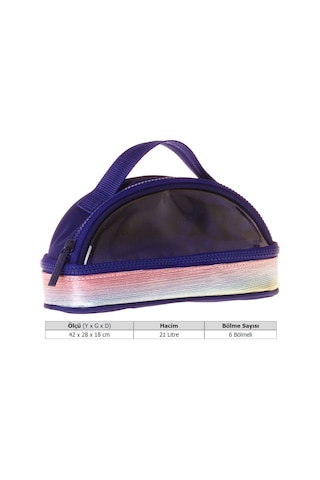 Kaukko Navy Blue Rainbow Parlak Kumaş Detaylı Lacivert - Çok Renkli Kız Çocuk Kalem Çantası/kalemlik - K1864