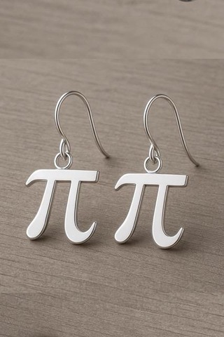 Matematik Severlere Özel Pi Sayısı Sembolü Gümüş Küpe