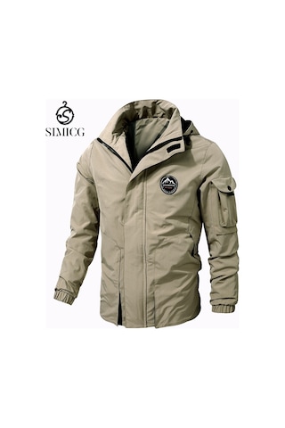 Moda Rahat Kapüşonlu Açık Hava Erkek Ceketi Haki