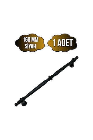 Muse Desenli Siyah Metal Dolap Kulpu Mobilya Ve Mutfak Dolap Kulpu Siyah 160mm 1 Adet Siyah