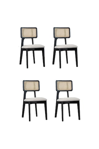 Kuzey Sandalye Ahşap Gürgen 4 Lü Set Cafe,restaurant,mutfak,salon,yemek Odası Sandalyesi Siyah