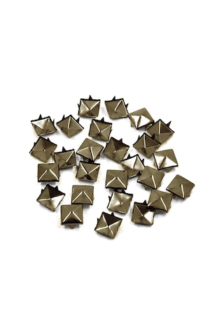 Süs Tırnaklı Antik Renk Çakma Kare Piramit 7 Mm 20 Adet Metal Trok