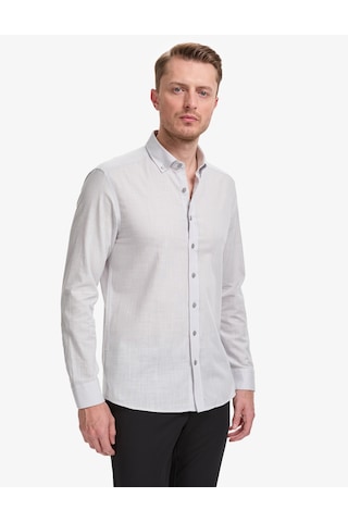 Pierre Cardin Erkek Açık Gri Gömlek Desenli 50325355-vr001