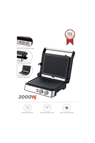 Torima TG-PRO300 2000w Paslanmaz Çelik Tost Izgara Makinesi Çıkarılabilir Plaka