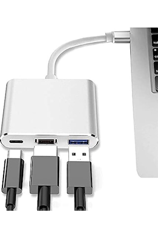 Uyumlu 4k Full Hd 1080p Type C To 3 Portlu Hdmı - Usb 3.0 - Pd Çevirici Hub