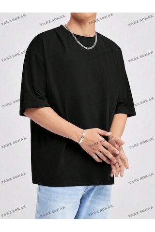 Startmore Düz Erkek 3 Baskısız Baskılı Oversize Kalıp Unisex T-shirt Siyah