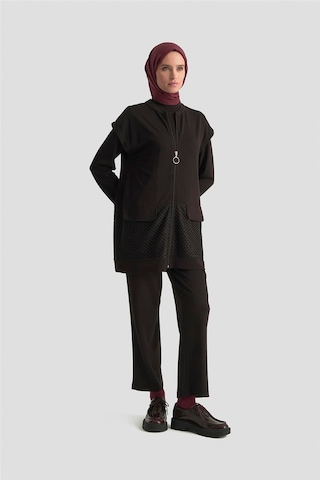 Armine File Yelekli Örme Takım 25kd1803 Siyah Siyah