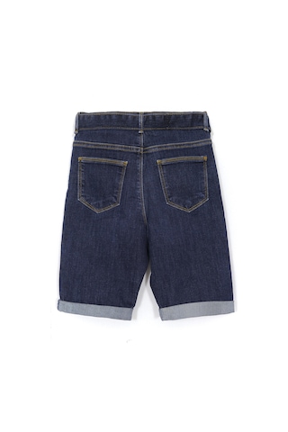 Tokalı Kemer Detaylı Likralı Duble Paça Kız Çocuk Kot Şort Lacivert 1959 Lacivert
