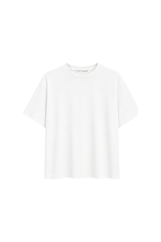Mixray 2101 Kadın Bisiklet Yaka Soft Oversize Basic Modal T-shirt Beyaz