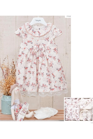 Çiçekli Dantel Detaylı Kız Bebek Bayramlık 5'li Set 11726
