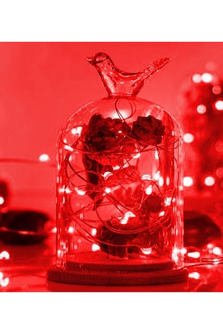 Ev Balkon Ve Parti İçin 3 Metre Pilli Kırmızı Renk Peri Led Yılbaşı Süsü Işık Kırmızı