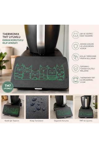 Thermomix Tm7 Uyumlu Kedili Tasarım Ekran Koruyucu Kılıf Aparatı