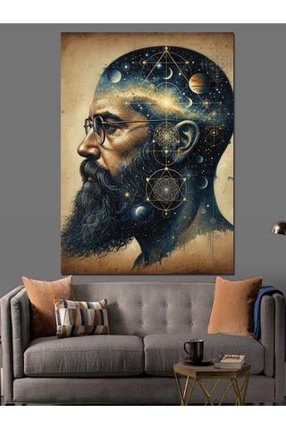 İnsan Ve Evrenle Bağlantısı Soyut Sanat Dekoratif Kanvas - Mdf Ahşap Tablo