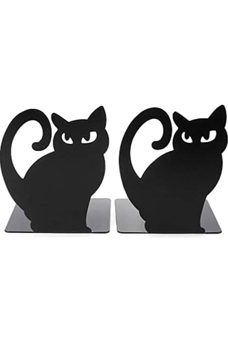 Siyah Kara Kedi Desenli Model Kitap Desteği