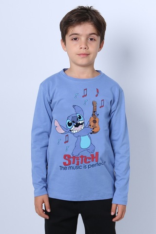 Erkek Çocuk Uzun Kollu Tshirt Karakter Baskılı Bisiklet Yaka E10 İndigo