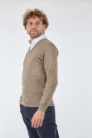 De Blasıo V Yaka Uzun Kollu Bej-Melanj Erkek Kazak 222340020 Bej Melanj