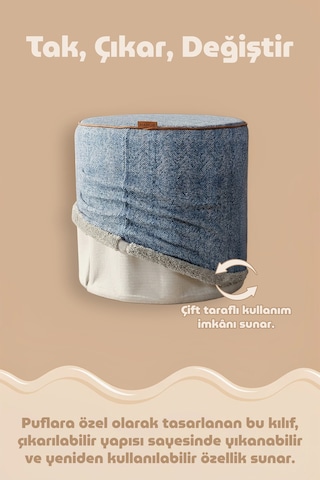 Çift Yönlü Çevir Puf Çift Taraflı Yıkanabilir Puf Bench Kılıfı Orella