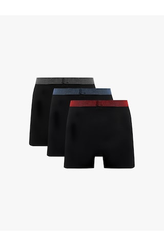 Koton Çok Renkli Bel Detaylı Pamuklu 3'lü Boxer Seti Siyah 6slm90036mk
