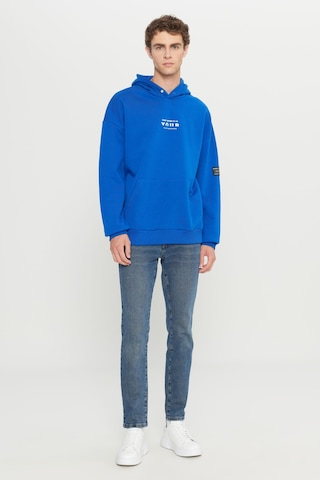 AC&Co / Altınyıldız Classics Erkek Mavı Oversize Fit Bol Kesim Kapüşonlu İçi Polarlı Pamuklu Sweatshirt Mavi