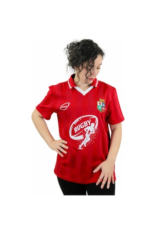 Urbantrendstore Rugby Tasarımlı Günlük Rahat Kullanım Casual Tişört Kırmızı Uzun Kol