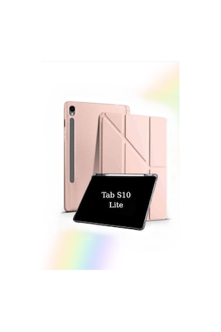 Fuchsia Galaxy Tab S10 Lite10.9 İnç İle Uyumlu Kalem Bölmeli Katlanabilir Standlı Tri Folding Tablet Kılıfı Kapaklı Kılıf