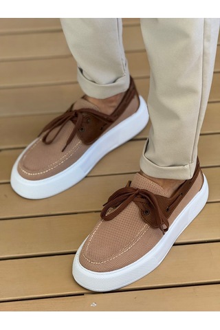 Roof Atelier Erkek Taba Triko Kalın Taban Loafer Ayakkabı - 2602 - Triko Taba