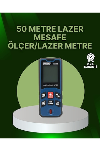 50 Metre Lazer Mesafe Ölçer Profesyonel Dijital Ölçüm Cihazı 0 - 25.5 CM