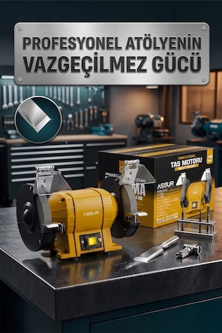 Assur 250W 150 MM Disk Çapı Zımpara Balta Bıçak Bileme Makinesi Taş Motoru Tezgah Üstü Taşlama - 3064