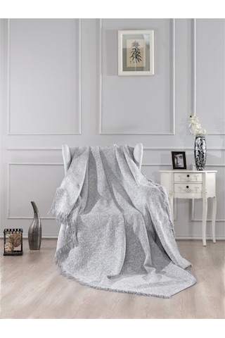 Vicuna Home Pamuklu Çok Amaçlı Ebruli Koltuk / Çekyat Örtüsü Gri