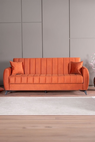 Kilim Mobilya Linda Üç Kişilik Kanepe Yüksek Ayaklı Turuncu