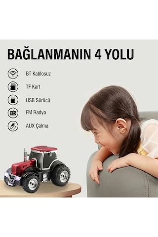12w Güçlü Sesli Traktör Görünümlü Bluetooth Hoparlör Usb Tf Kart Fm Radyo