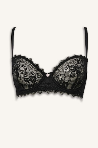 Defacto Bağcıklı Dantelli Kapsız Pedsiz Balenli Balkonet Sütyen Fall İn Love F7024ax25wnbk81 Siyah