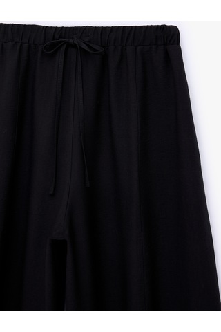 Koton Viskon Kumaş Beli Bağcıklı Loose Fit Cepli Balon Pantolon Siyah 7wak40043pw