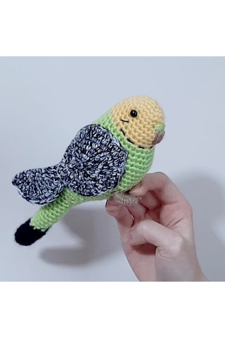 Amigurumi Kuş Muhabbet Kuşu Elma Yeşili Kırçıllı Kanat