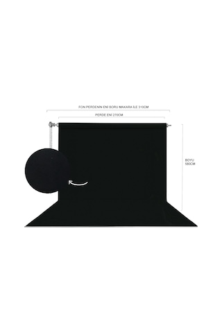 Hs Stüdyo Teknik 270x580cm Siyah Fon Perde Seti