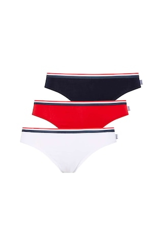 U.S. Polo Assn. Kadın Beyaz - Lacivert - Kırmızı 3 Lü Slip 66271 Kırmızı