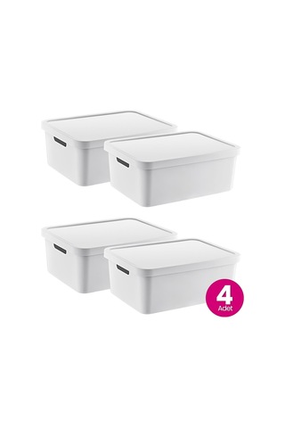 Smartware 4'lü Set Stafi Çok Amaçlı Kapaklı Kutu Beyaz 12 Lt - Beyaz, Çok Amaçlı Kapaklı Kutu, Ev-ofis-depo İ Genel