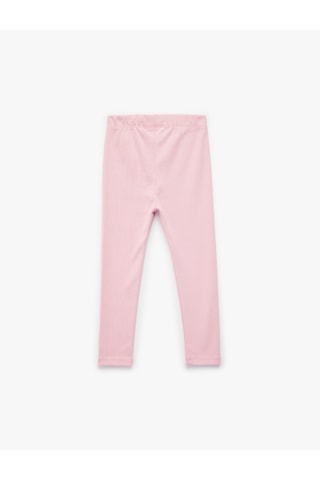 Koton Pamuklu Kaşkorse Beli Lastikli Basic Uzun Tayt Pembe 6wmg40017ak Gül