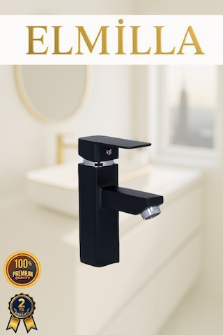Siyah Kare Sabit Aç Kapa Lavabo Bataryası